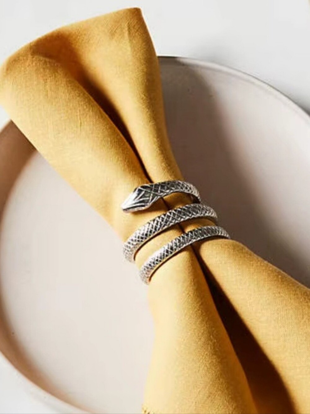 4 Pcs Silver Snake Napkin Holder Ring Stainless Steel